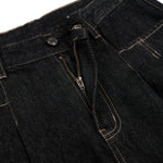 Creased Raw Denim Straight‑Leg Jeans