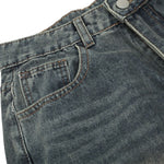 Men's Curved Denim Pants Wide Leg Distressed Paint Splatter Holes