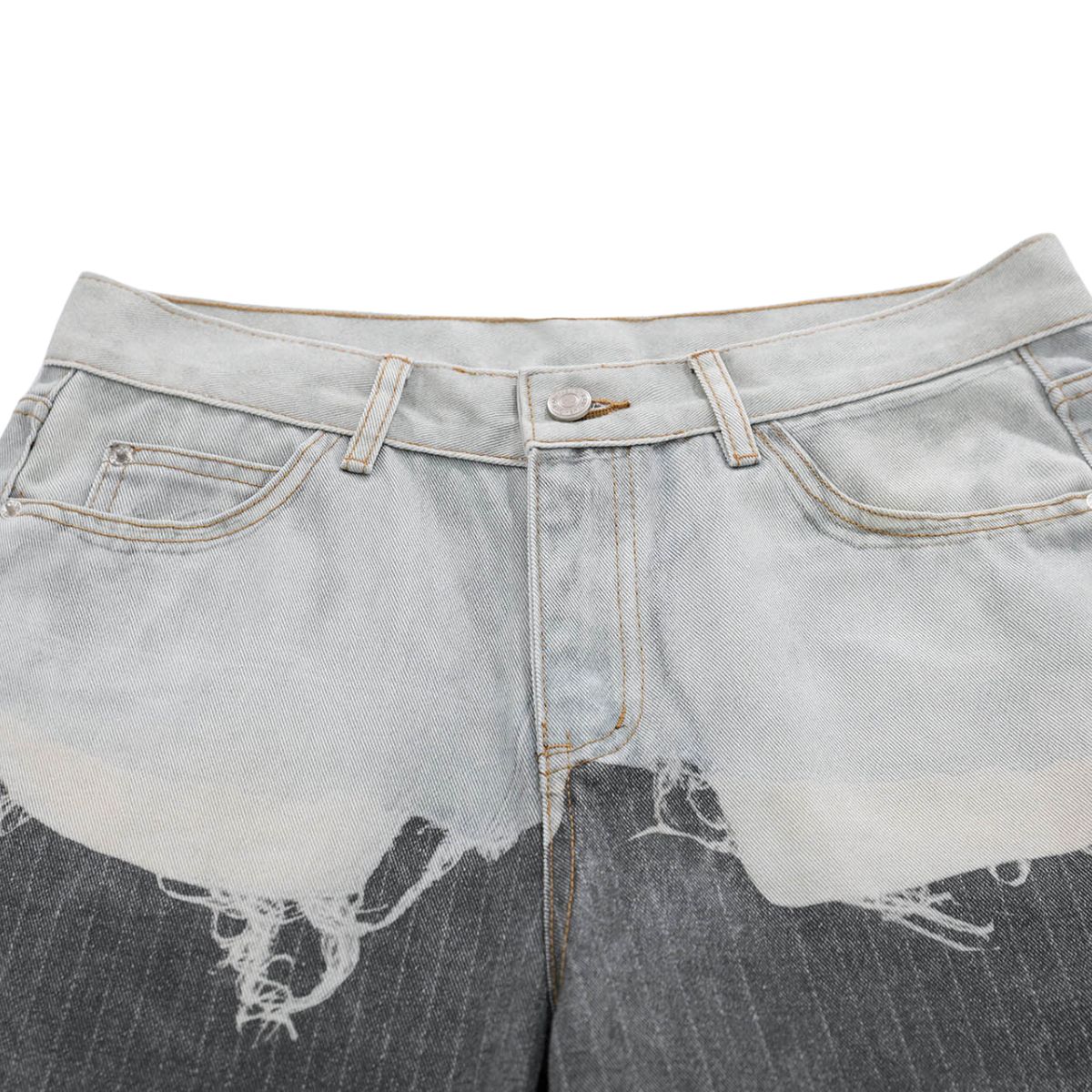 Streetwear Deconstructed Panel Stripe Flare Jeans