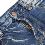 Ripped Lightning Pattern Micro Flare Vintage Denim Jeans