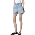 Faded Check Vintage Washed Denim Shorts