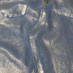 Falda vaquera con bordado de perlas y lavado vintage