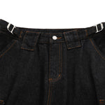 Raw Indigo Multi-Pocket Layered Denim Bermuda Shorts