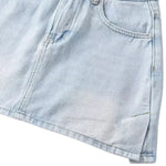 Washed Whisker Denim Mini Skort