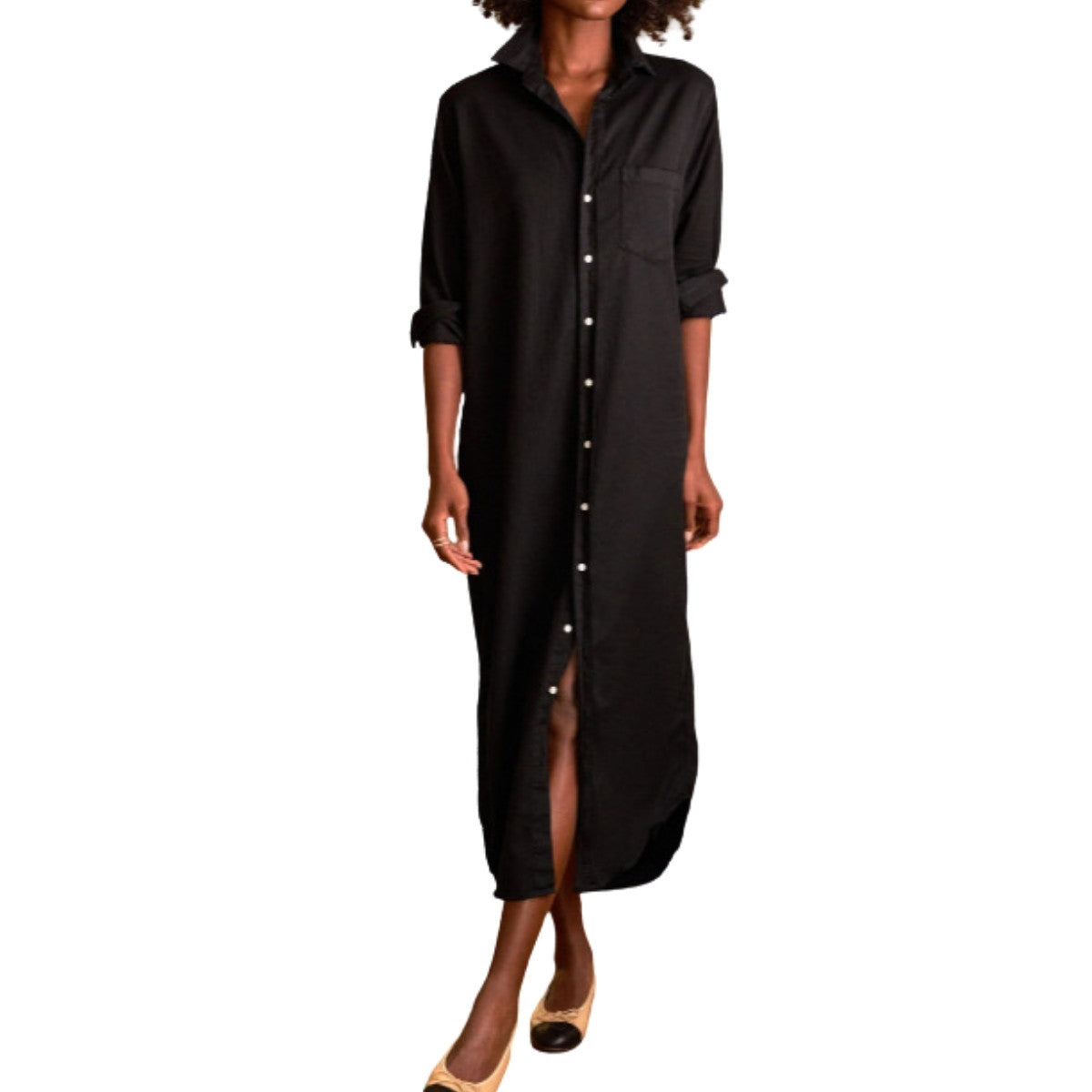 Women’s Distressed Long Sleeve Button Down Denim Shirt Dress