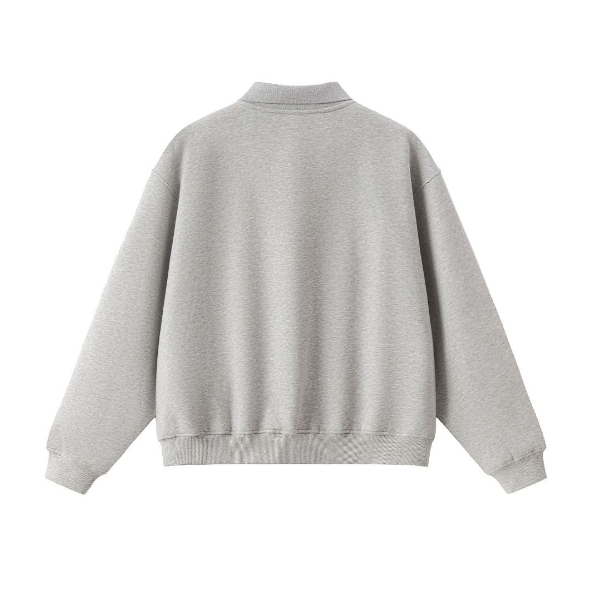 Old Money Cropped Polo Collar Fleece Sweatshirt
