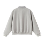 Old Money Cropped Polo Collar Fleece Sweatshirt