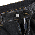 Faded Crackle Wash Baggy Curved Leg Denim Jeans