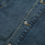 Crew Neck Button-Front Denim Vest