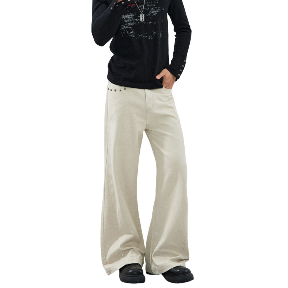 Star Studded Splash Ink Flare Pants