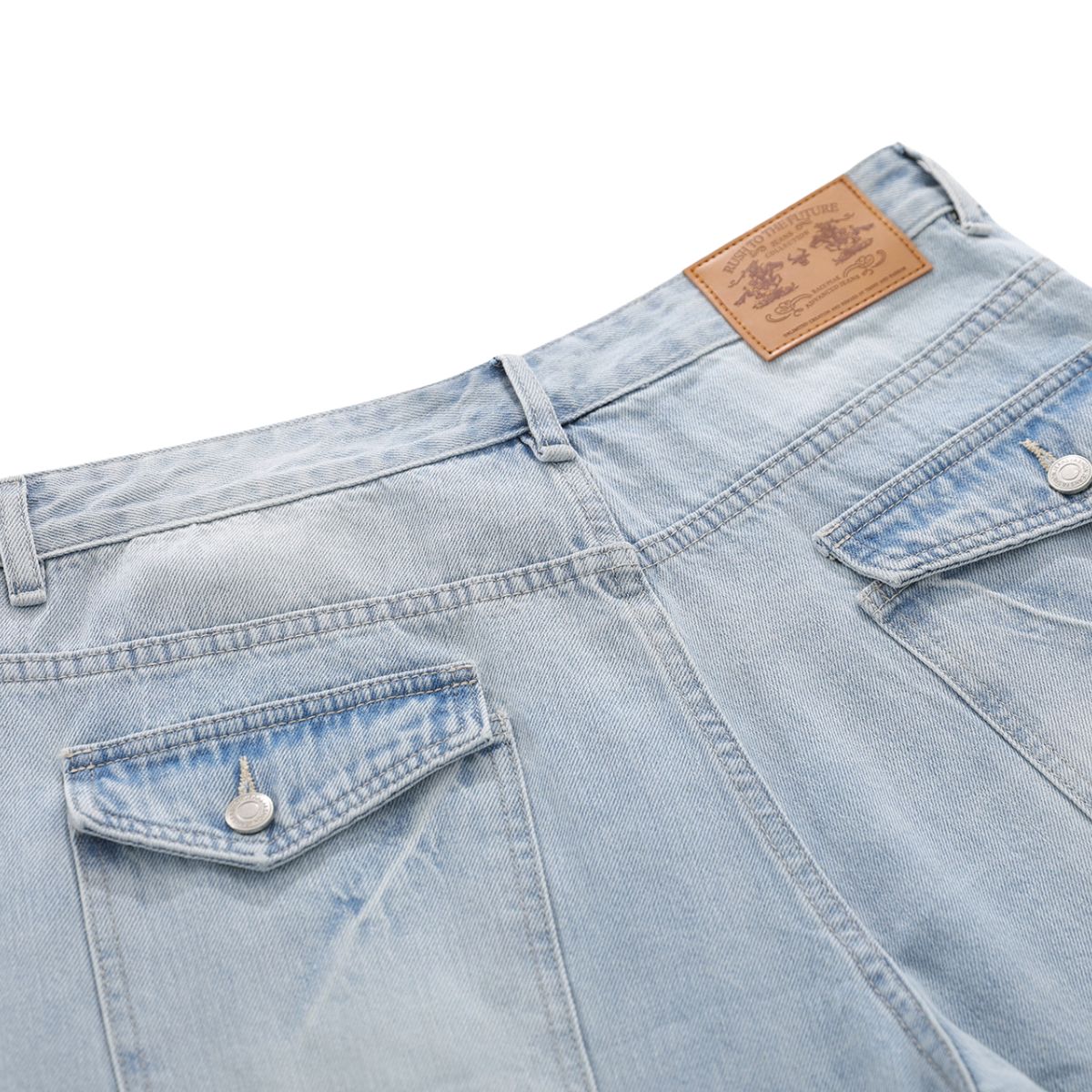 Washed Lightning Pattern Wide Flare Jeans