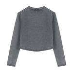 Women's Snow Wash U-Neck Long Sleeve Top