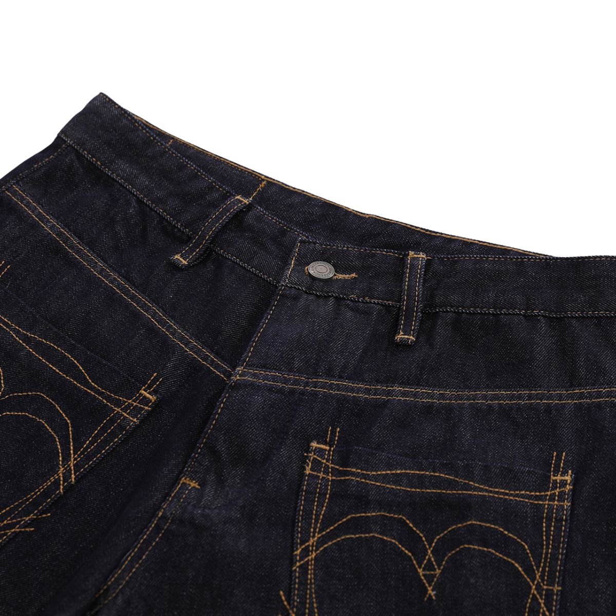 Raw Indigo Embroidered Pocket Denim Bermuda Shorts