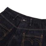 Raw Indigo Embroidered Pocket Denim Bermuda Shorts