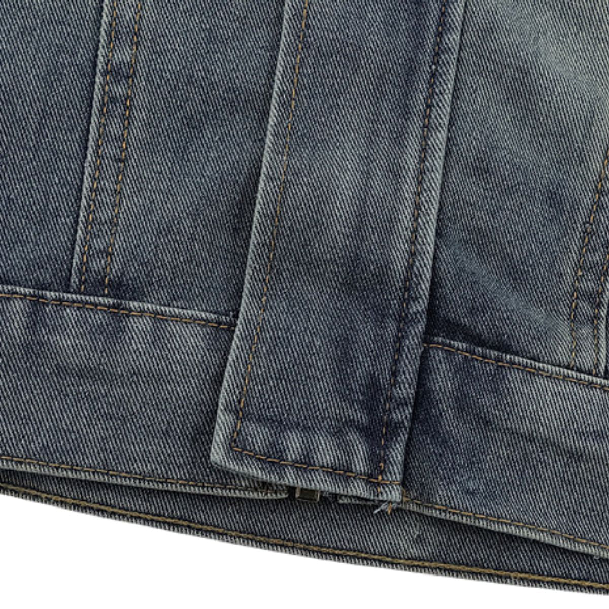 Loose Stand Collar Vintage Washed Men's Denim Jacket