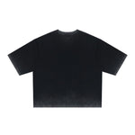 Washed Cotton Boxy Cropped Crew Neck Tee