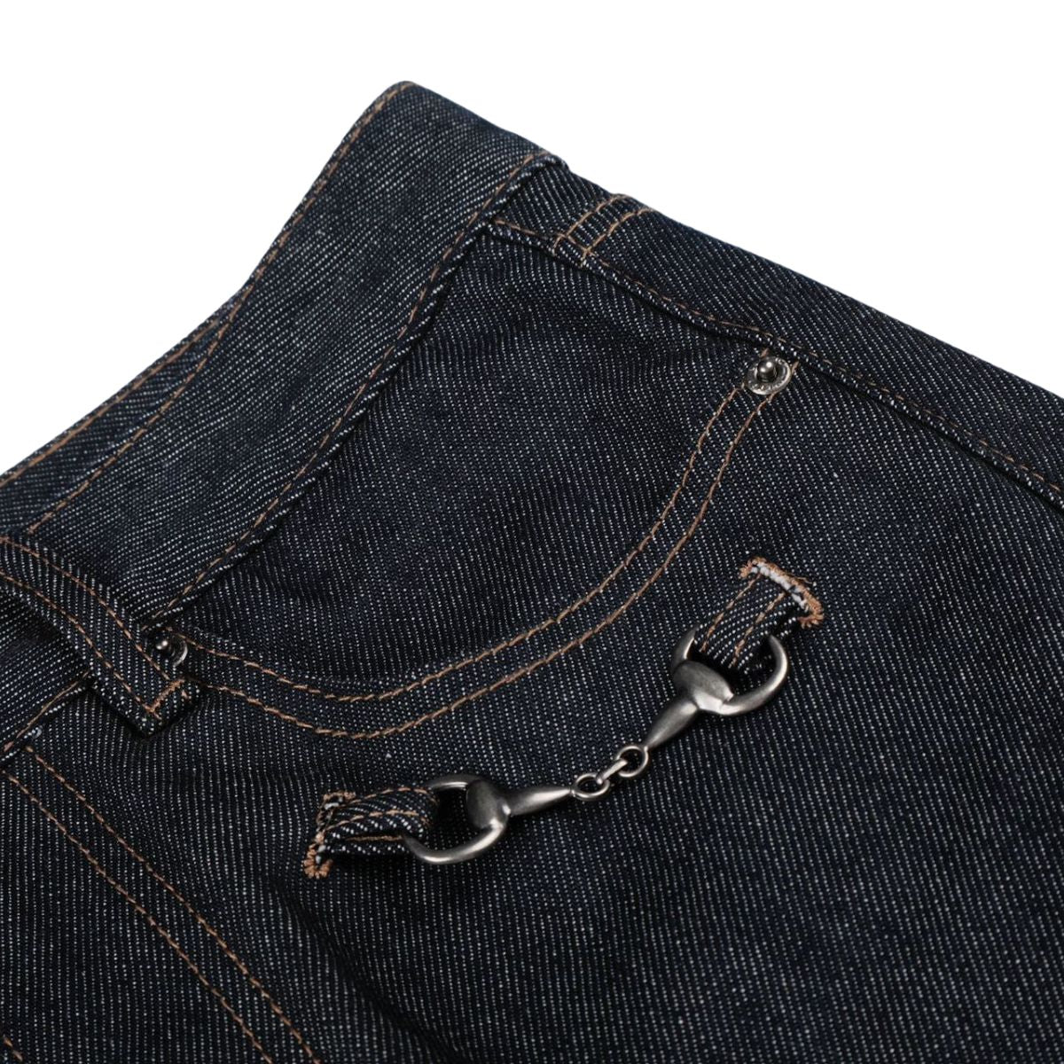 Raw Denim Wide Leg Metal Hardware Jeans