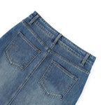 Vintage Washed A-Line Denim Midi Skirt