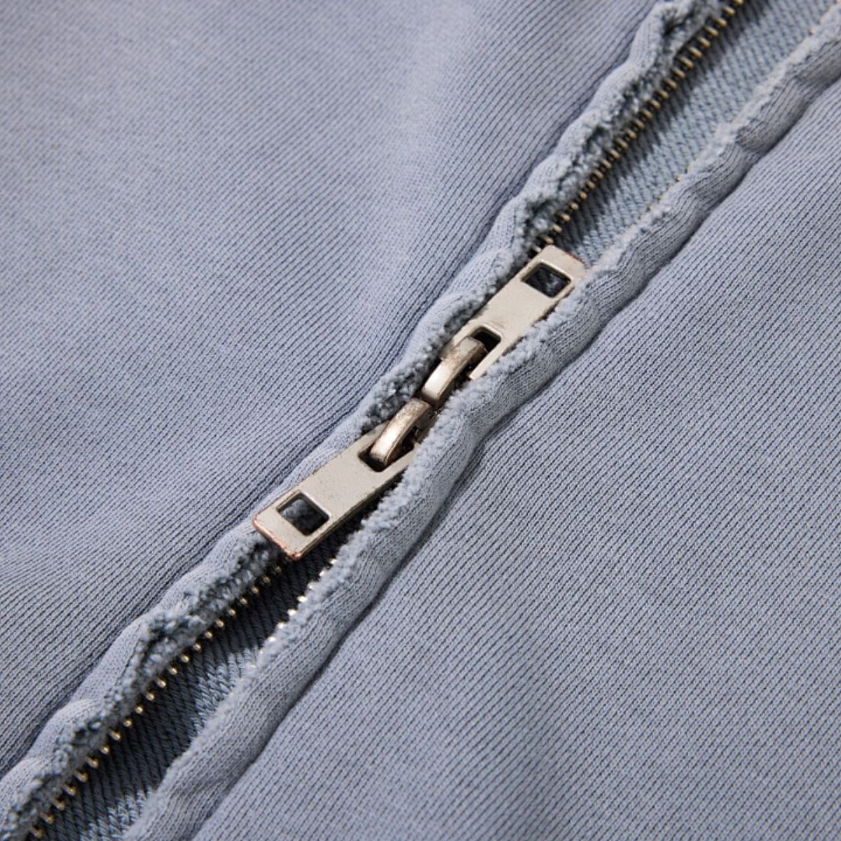 Cotton Vintage Distressed Gradient Raw‑Edge Zip Hoodie