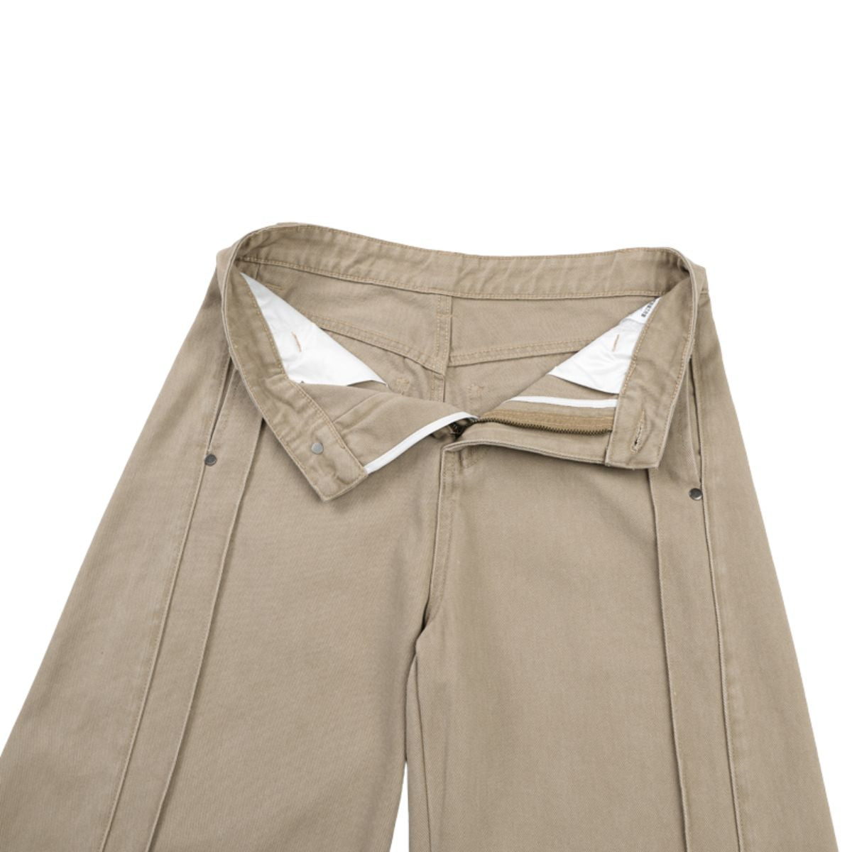 Seam‑Detail Wide‑Leg Twill Pants