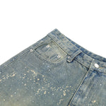 Paint Splatter Rhinestone Denim Bermuda Shorts