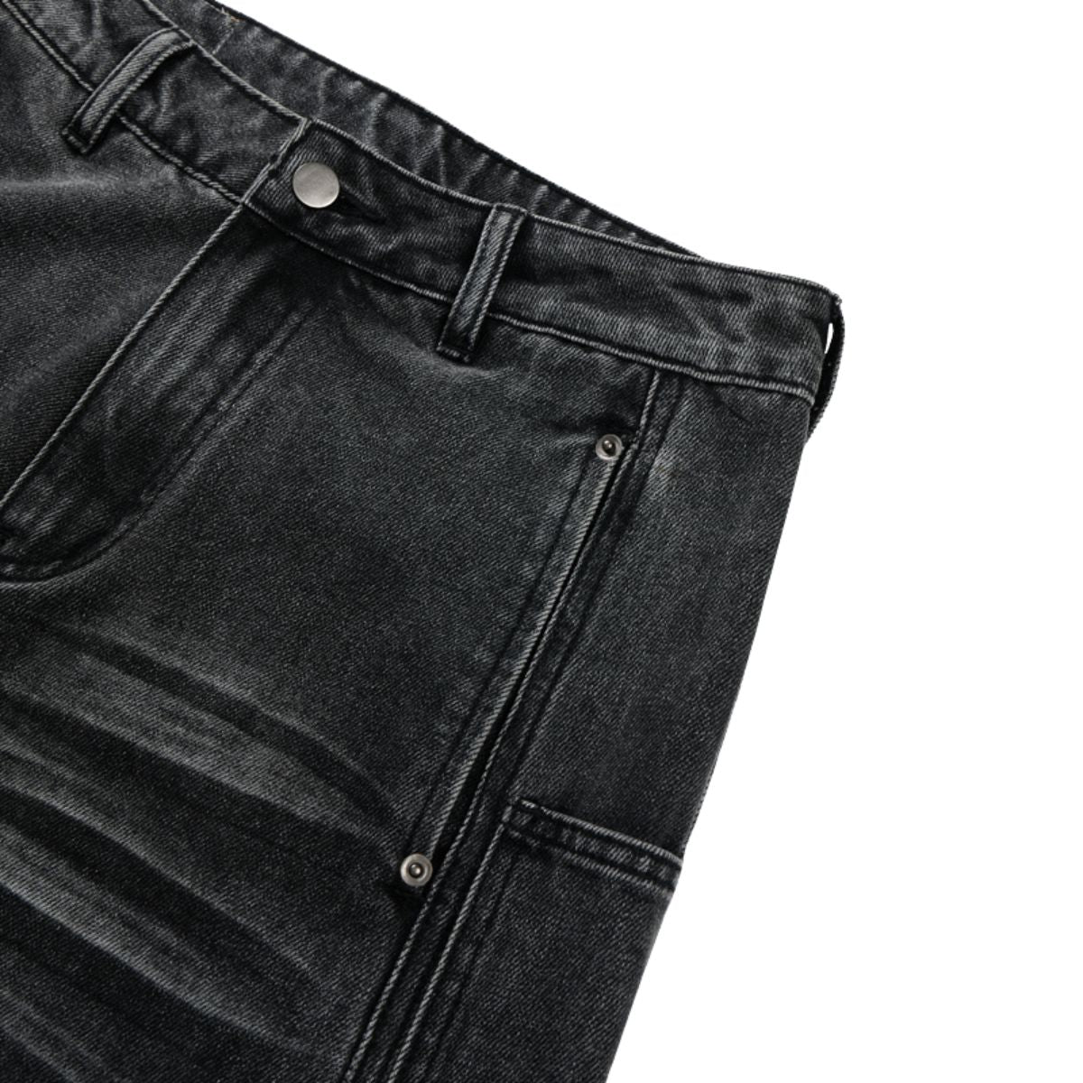 Gray Washed Workwear‑Style Wide‑Leg Jeans