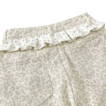 Leopard Print Polka Dot Ruffle Waist Rhinestone Graffiti Wide-Leg Jeans