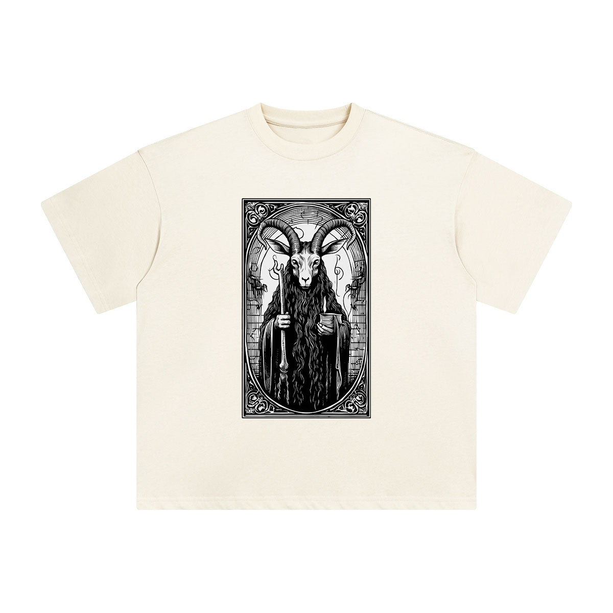 Mystery Devil Sheep Tarot Card Graphic Tee-INNBLAC Fashion Apparel