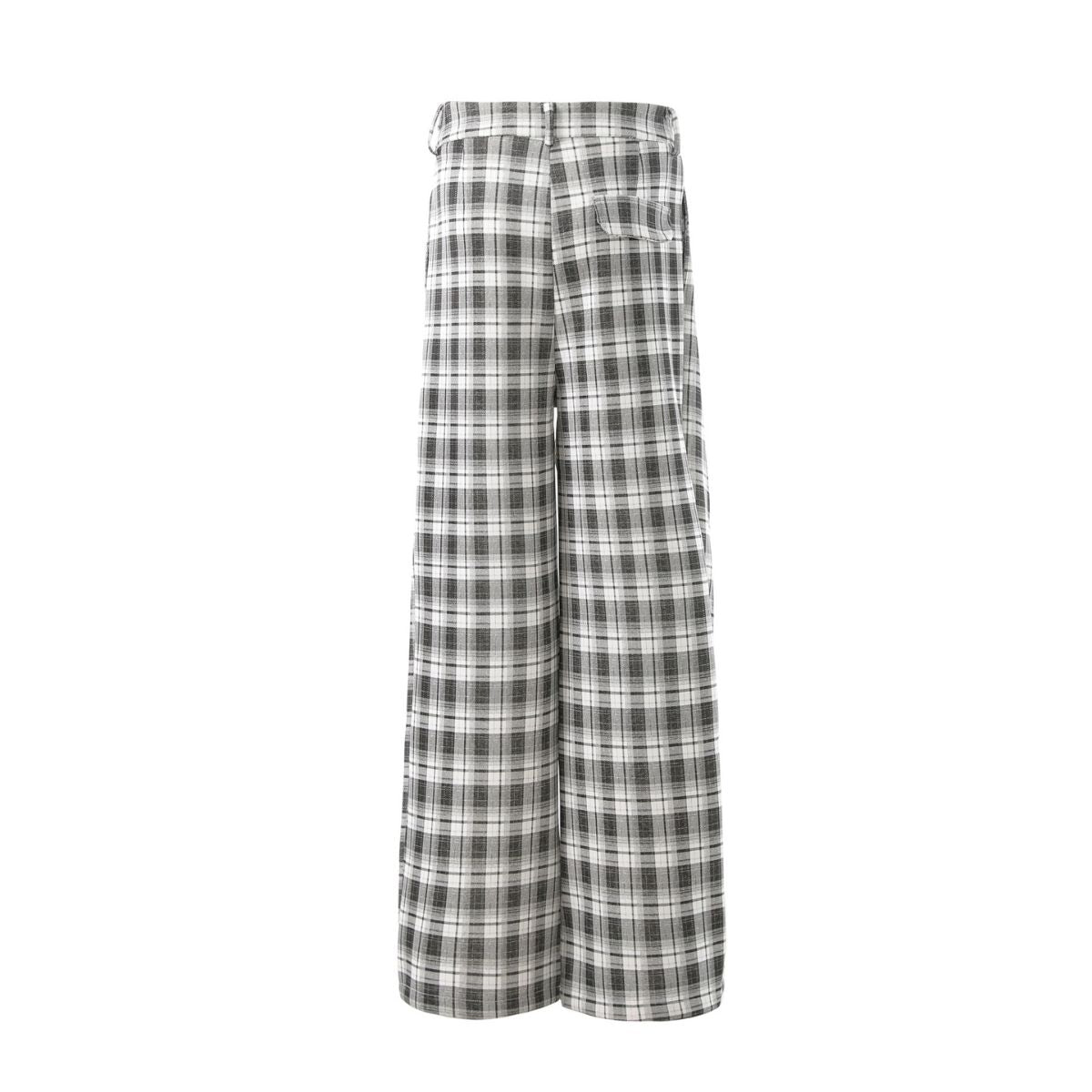 Vintage Plaid Pleated Wide Leg Trousers