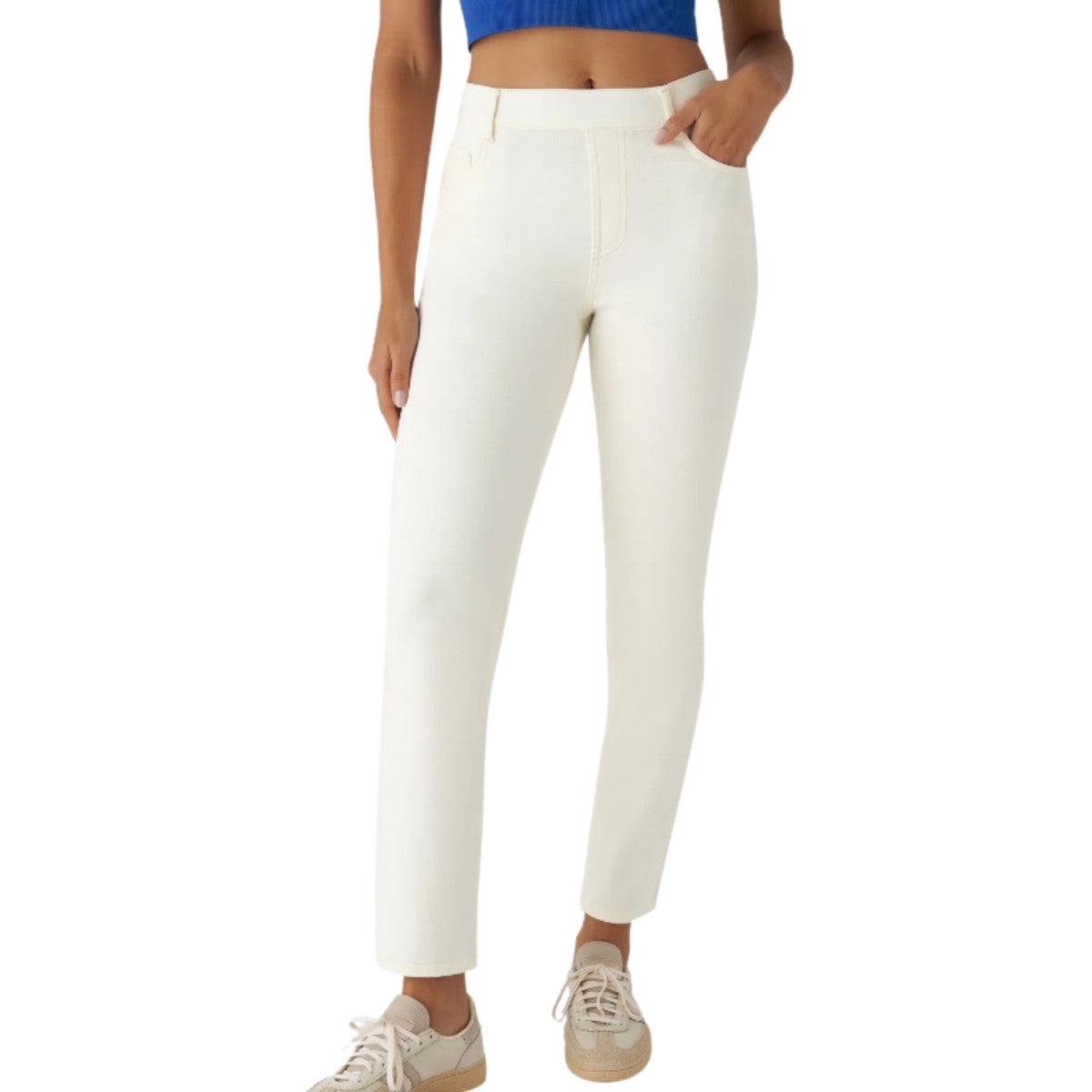 High Waisted Pull-On Straight Leg Jeans