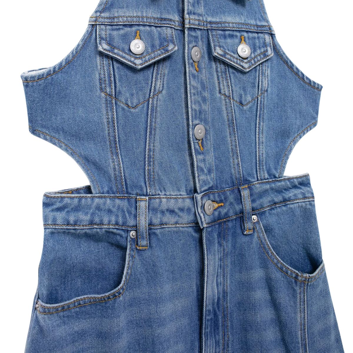 Falda vaquera con bordado de perlas y lavado vintage