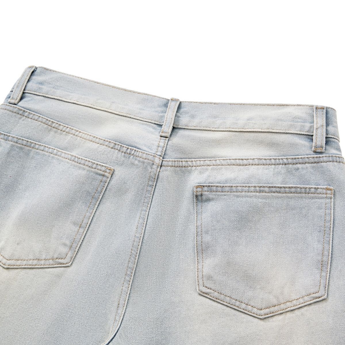 Vintage Washed Distressed Gradient Stripe Wide Leg Jeans