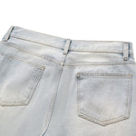 Vintage Washed Distressed Gradient Stripe Wide Leg Jeans