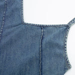 Diagonal Stitching Denim Spaghetti Strap Dress