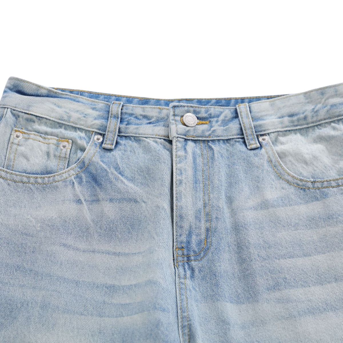 Vintage Washed Light Blue Whiskered Slim Flare Jeans