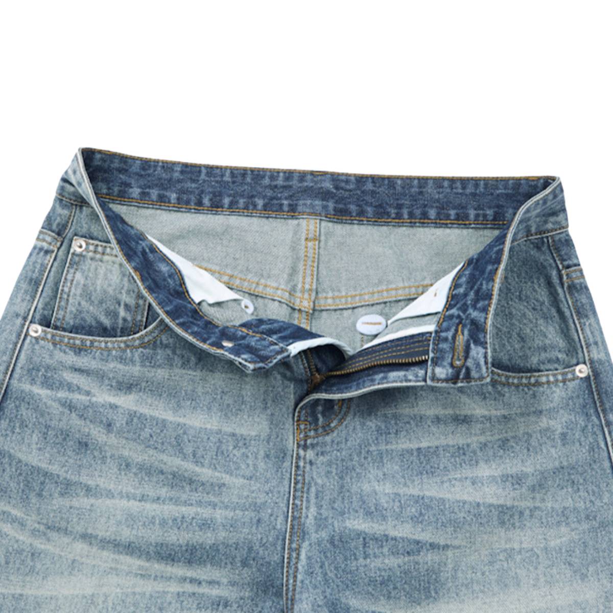 Vintage Whiskered Gradient Washed High Waist Barrel Wide Leg Denim Jeans