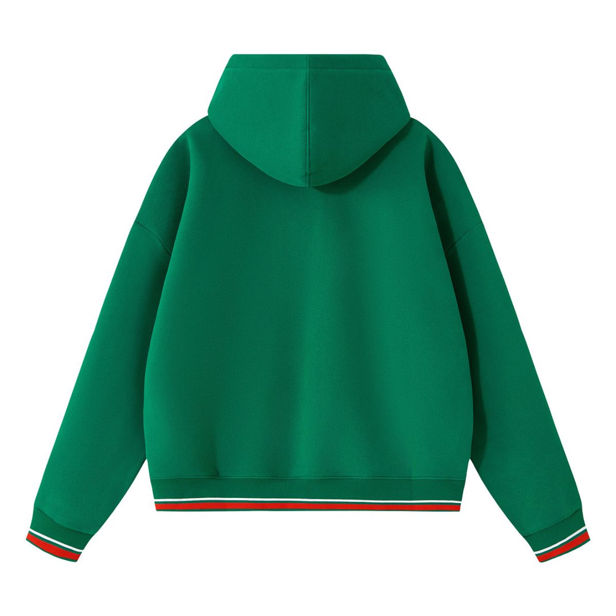 Color‑Block Ribbed Loose Warm Hoodie