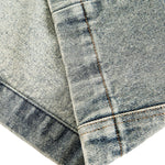 Vintage Streetwear Leopard Print Patchwork Washed Denim Jacket