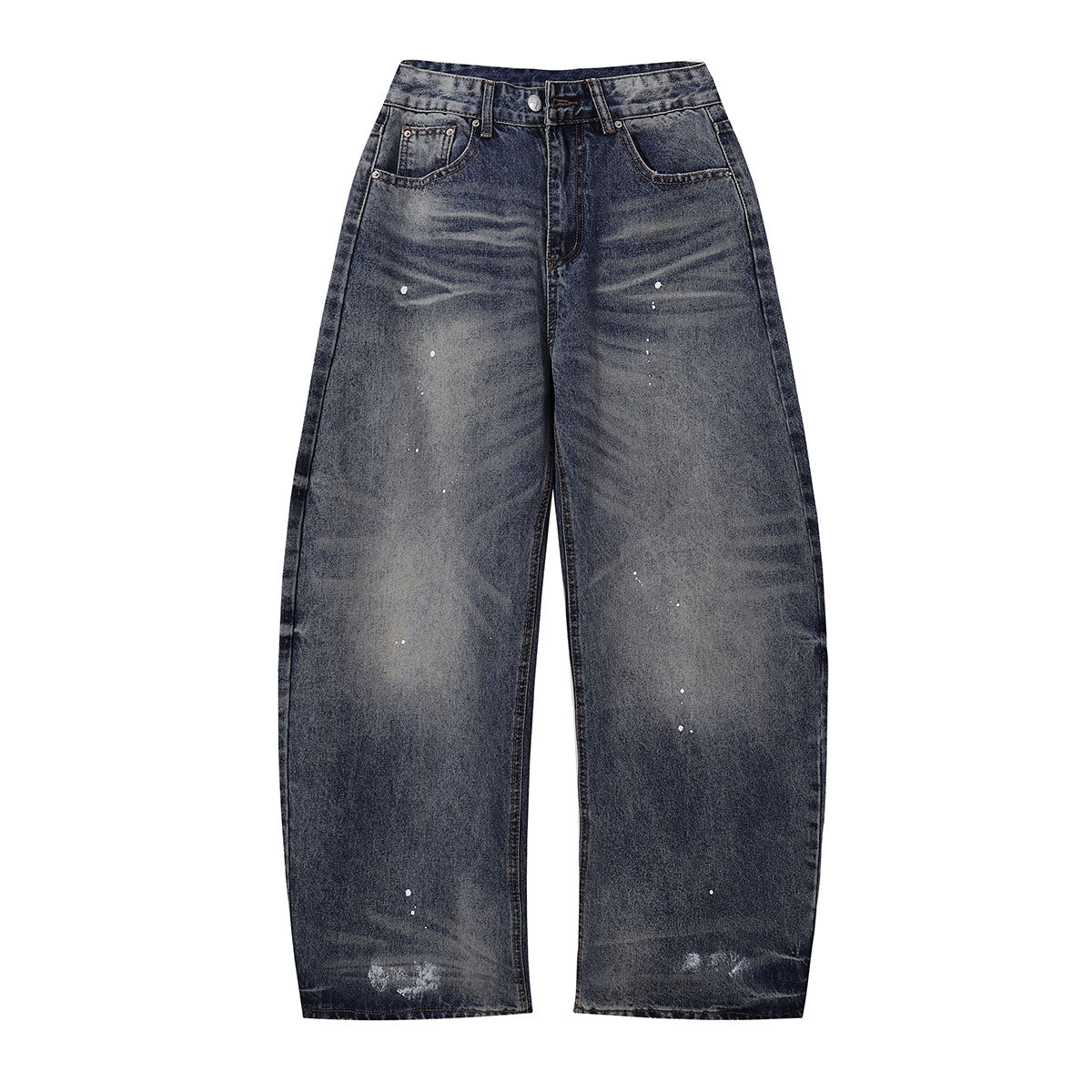 Wide Leg Distressed Paint Splatter Denim Jeans