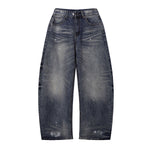 Wide Leg Distressed Paint Splatter Denim Jeans