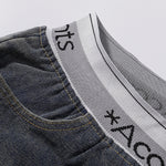 Elastic Waistband Wide Leg Denim Pants