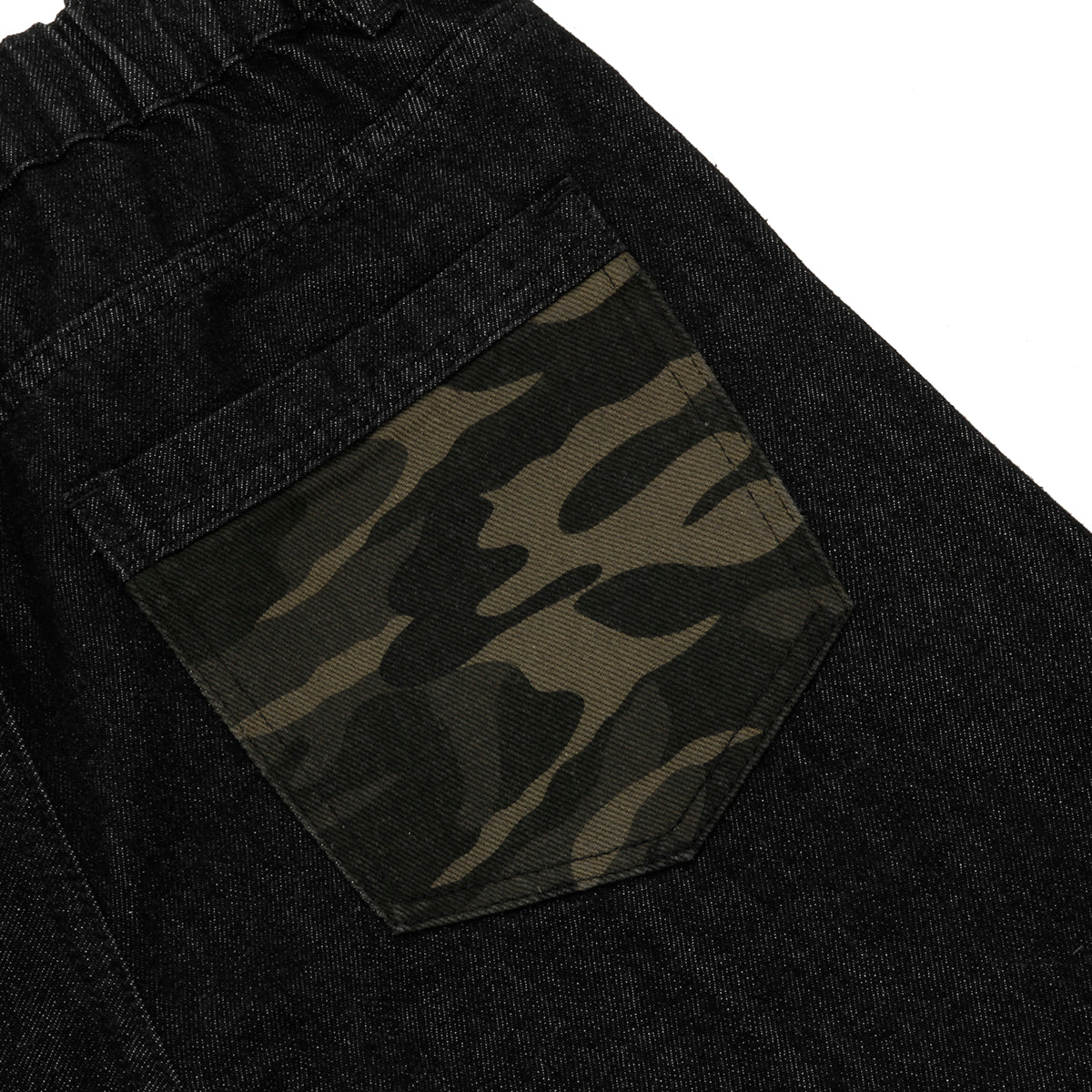 Camo Patchwork Denim Ripped Bermuda Shorts