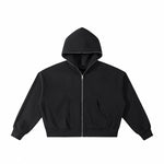 Full Zip-Up Boxy Fit Fleece Hoodie