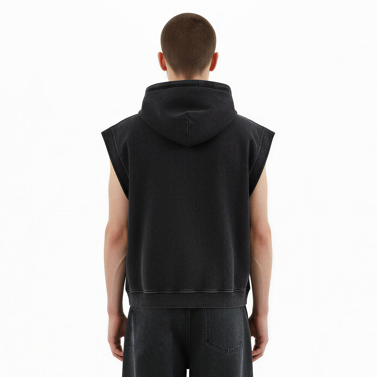 Sleeveless Zip Hoodie Casual Vest Hood Pockets Included