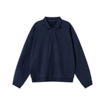 Relaxed Fit Solid Color Polo Neck Sweatshirt