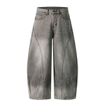 Paint Splatter Panel Stitching Barrel-Leg Jeans
