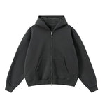 Soft Cotton Fleece Zip Up Hoodie Kangaroo Pockets