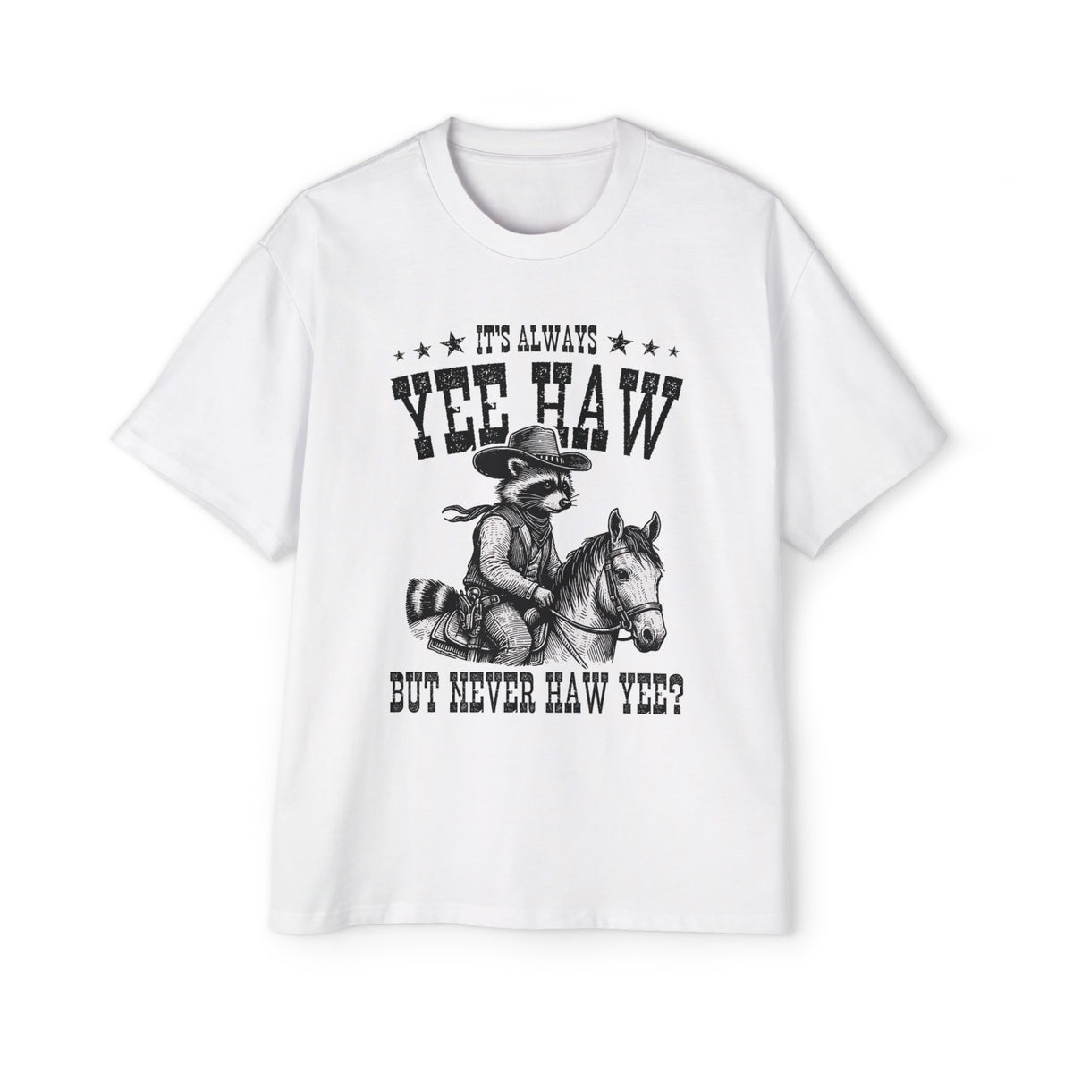 Raccoon Cowboy Riding Horse Retro Graphic Tee-INNBLAC Fashion Apparel