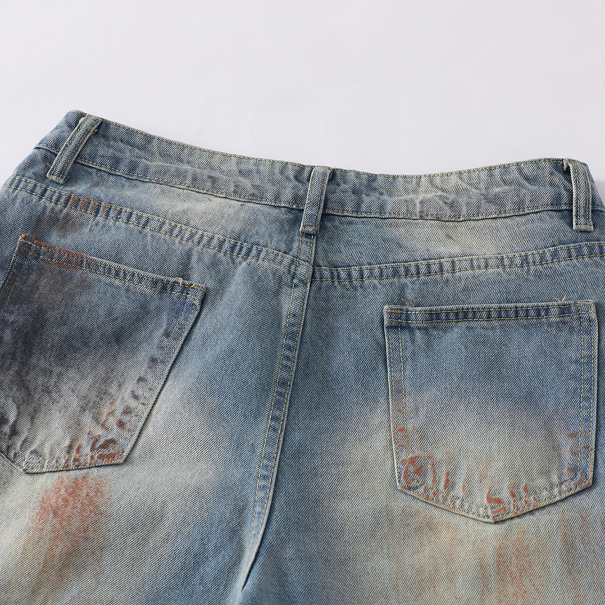 Vintage Distressed Wide-Leg Ripped Jeans