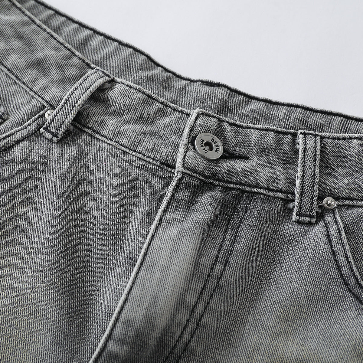 Splash Print Distressed Wash Denim Bermuda Shorts